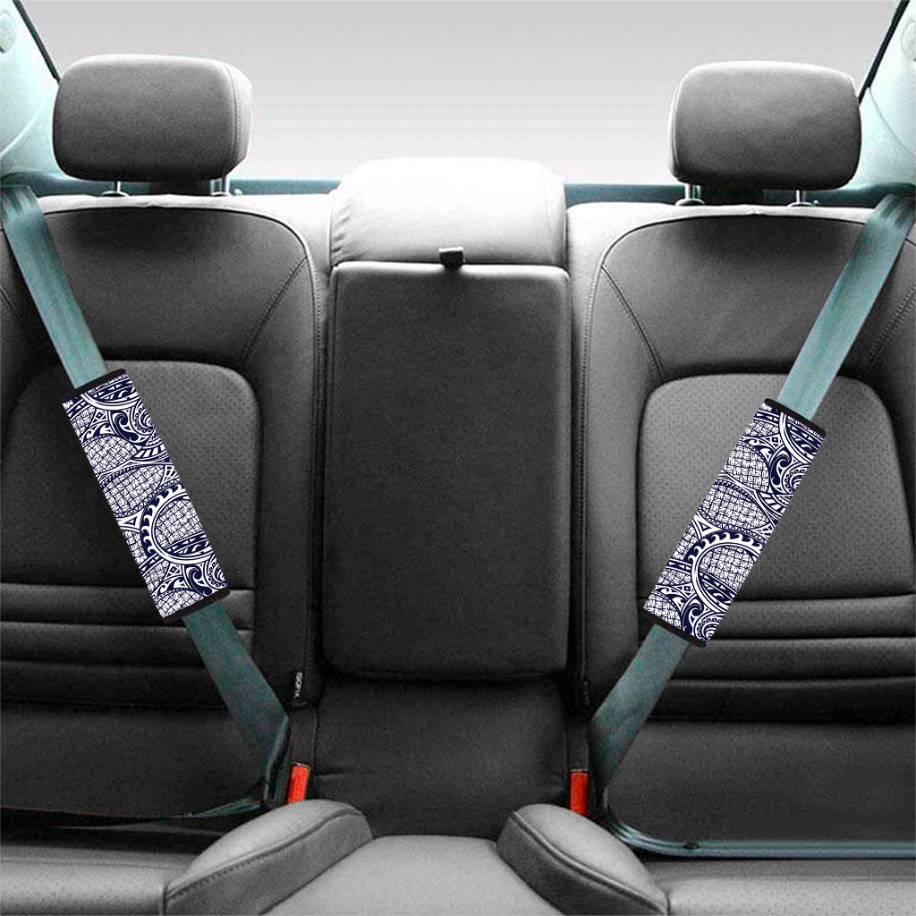 Blue Maori Polynesian Tribal Print Car Seat Belt Covers