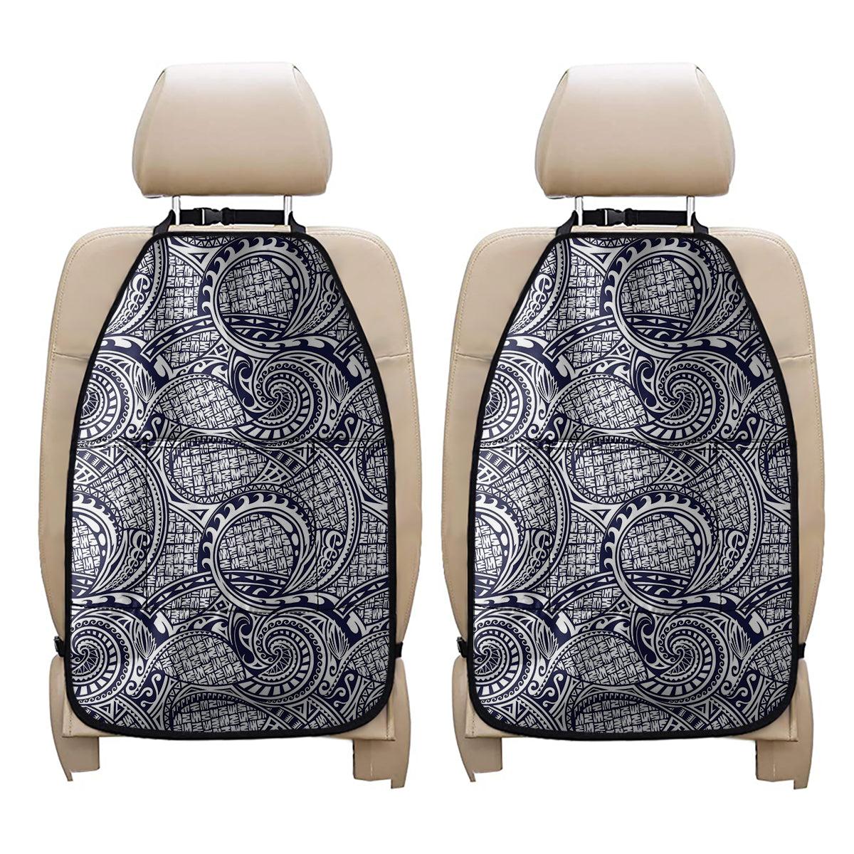 Blue Maori Polynesian Tribal Print Car Seat Organizers