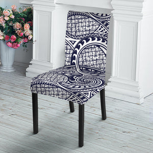 Blue Maori Polynesian Tribal Print Dining Chair Slipcover