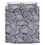 Blue Maori Polynesian Tribal Print Duvet Cover Bedding Set
