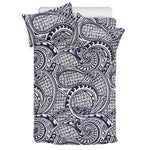 Blue Maori Polynesian Tribal Print Duvet Cover Bedding Set