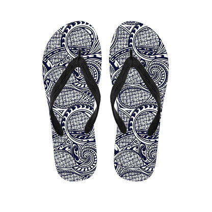 Blue Maori Polynesian Tribal Print Flip Flops