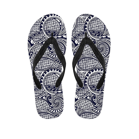 Blue Maori Polynesian Tribal Print Flip Flops