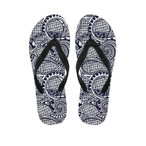 Blue Maori Polynesian Tribal Print Flip Flops