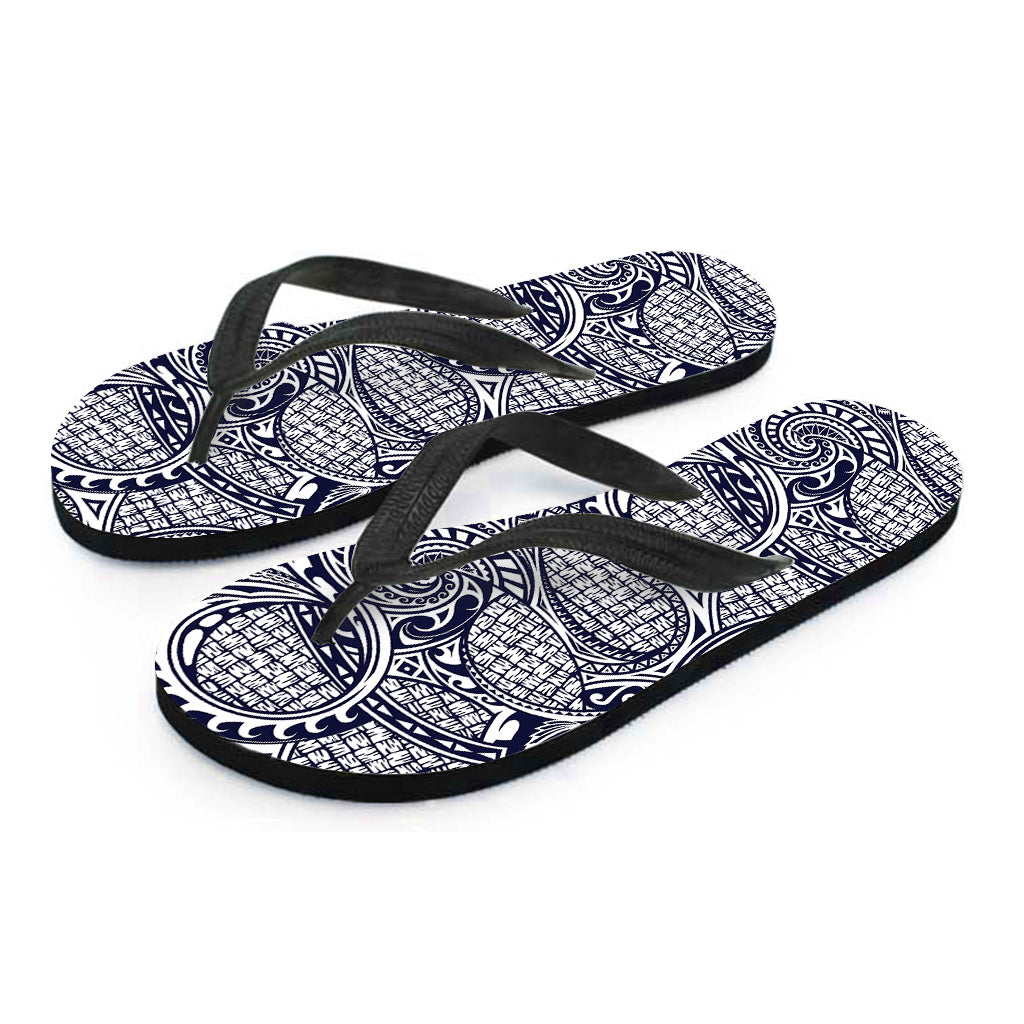 Blue Maori Polynesian Tribal Print Flip Flops