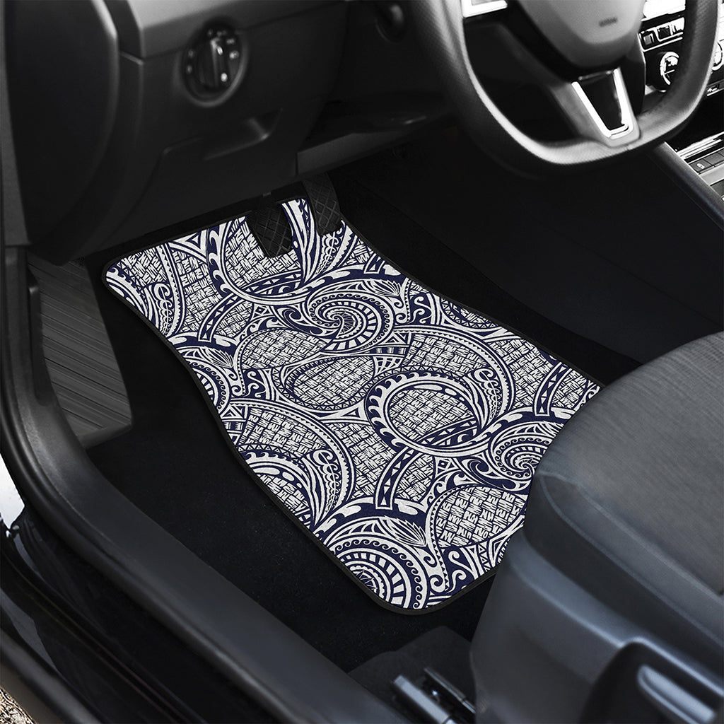 Blue Maori Polynesian Tribal Print Front and Back Car Floor Mats