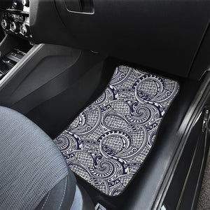 Blue Maori Polynesian Tribal Print Front and Back Car Floor Mats