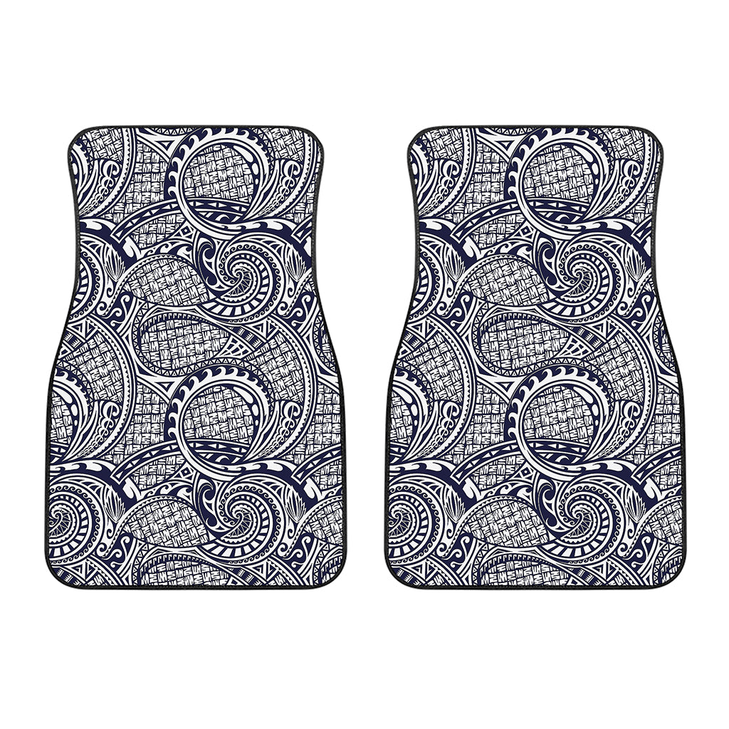 Blue Maori Polynesian Tribal Print Front Car Floor Mats