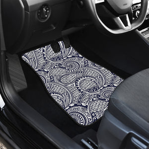 Blue Maori Polynesian Tribal Print Front Car Floor Mats