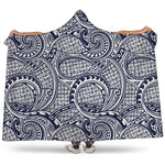 Blue Maori Polynesian Tribal Print Hooded Blanket