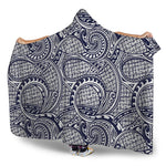 Blue Maori Polynesian Tribal Print Hooded Blanket