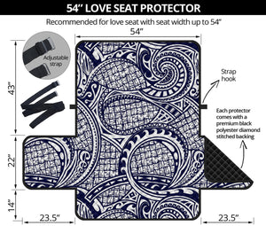 Blue Maori Polynesian Tribal Print Loveseat Protector