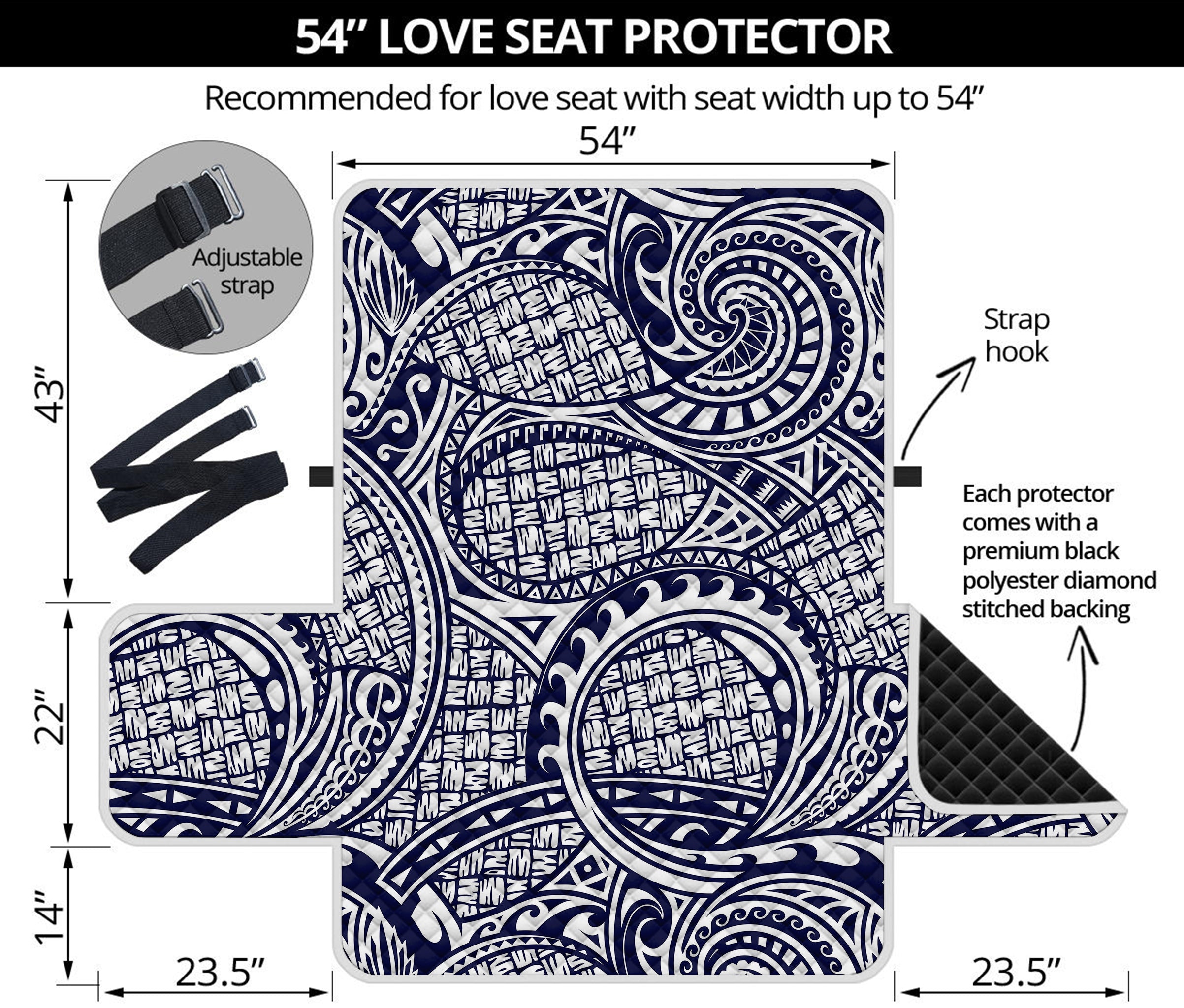 Blue Maori Polynesian Tribal Print Loveseat Protector