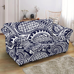 Blue Maori Polynesian Tribal Print Loveseat Slipcover