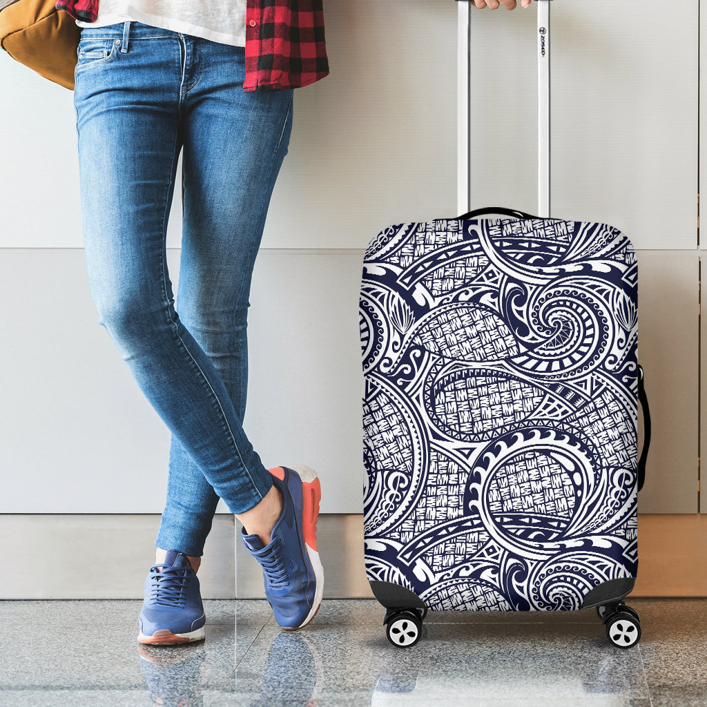 Blue Maori Polynesian Tribal Print Luggage Cover