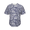 Blue Maori Polynesian Tribal Print Men's Baseball Jersey