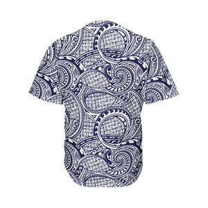 Blue Maori Polynesian Tribal Print Men's Baseball Jersey