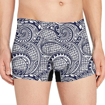 Blue Maori Polynesian Tribal Print Men's Boxer Briefs