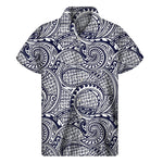 Blue Maori Polynesian Tribal Print Men's Short Sleeve Shirt