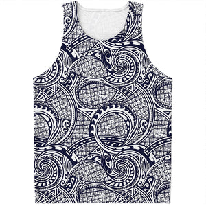 Blue Maori Polynesian Tribal Print Men's Tank Top