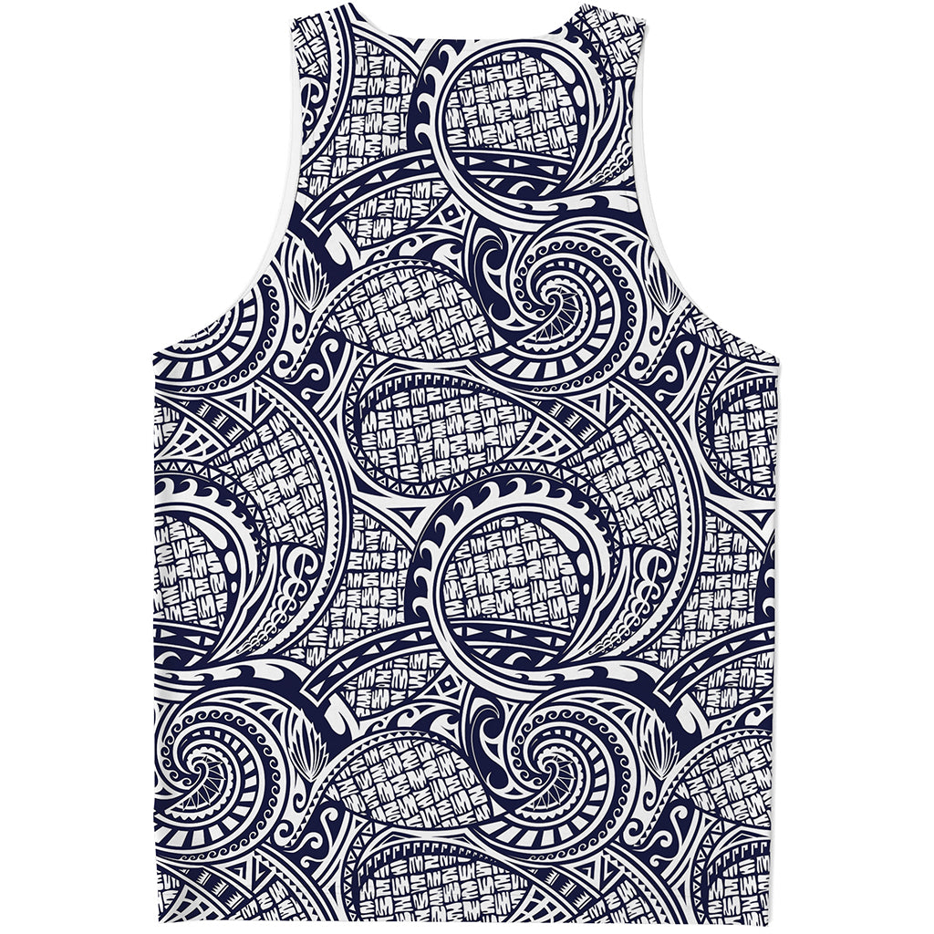 Blue Maori Polynesian Tribal Print Men's Tank Top