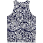 Blue Maori Polynesian Tribal Print Men's Tank Top