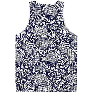 Blue Maori Polynesian Tribal Print Men's Tank Top