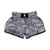 Blue Maori Polynesian Tribal Print Muay Thai Boxing Shorts