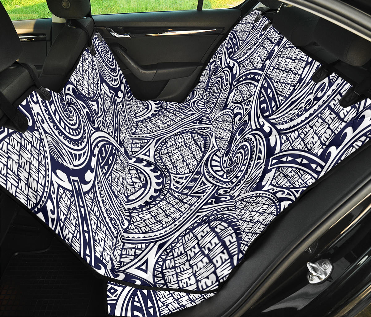Blue Maori Polynesian Tribal Print Pet Car Back Seat Cover