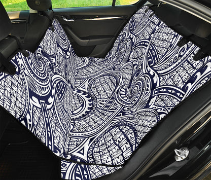 Blue Maori Polynesian Tribal Print Pet Car Back Seat Cover