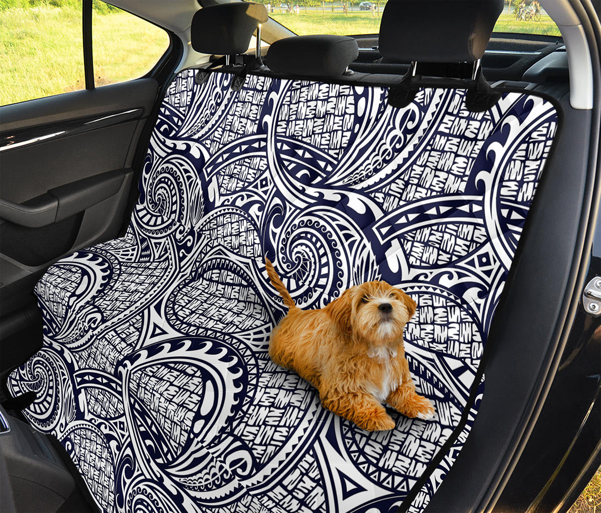 Blue Maori Polynesian Tribal Print Pet Car Back Seat Cover