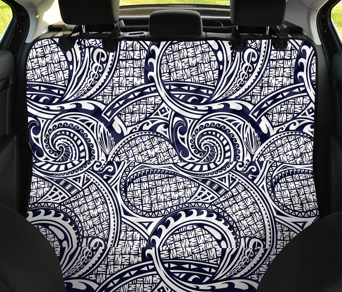 Blue Maori Polynesian Tribal Print Pet Car Back Seat Cover