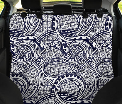 Blue Maori Polynesian Tribal Print Pet Car Back Seat Cover