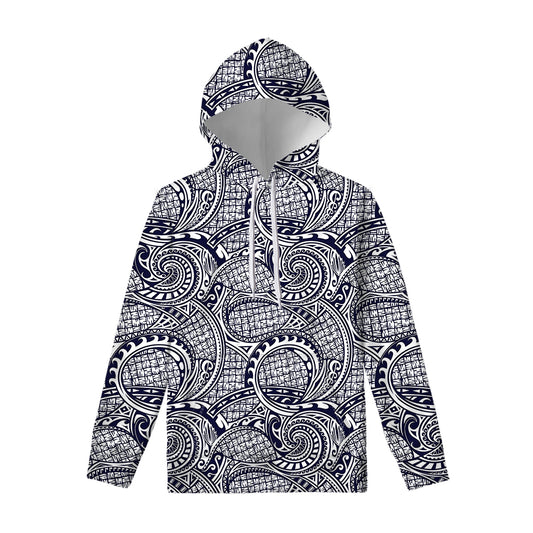 Blue Maori Polynesian Tribal Print Pullover Hoodie