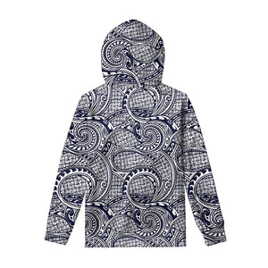 Blue Maori Polynesian Tribal Print Pullover Hoodie