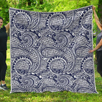 Blue Maori Polynesian Tribal Print Quilt