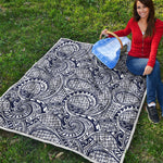Blue Maori Polynesian Tribal Print Quilt