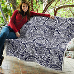 Blue Maori Polynesian Tribal Print Quilt