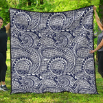 Blue Maori Polynesian Tribal Print Quilt