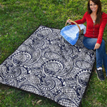 Blue Maori Polynesian Tribal Print Quilt