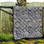 Blue Maori Polynesian Tribal Print Quilt