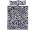 Blue Maori Polynesian Tribal Print Quilt Bed Set