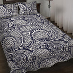 Blue Maori Polynesian Tribal Print Quilt Bed Set