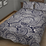Blue Maori Polynesian Tribal Print Quilt Bed Set