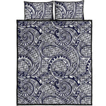 Blue Maori Polynesian Tribal Print Quilt Bed Set