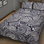 Blue Maori Polynesian Tribal Print Quilt Bed Set