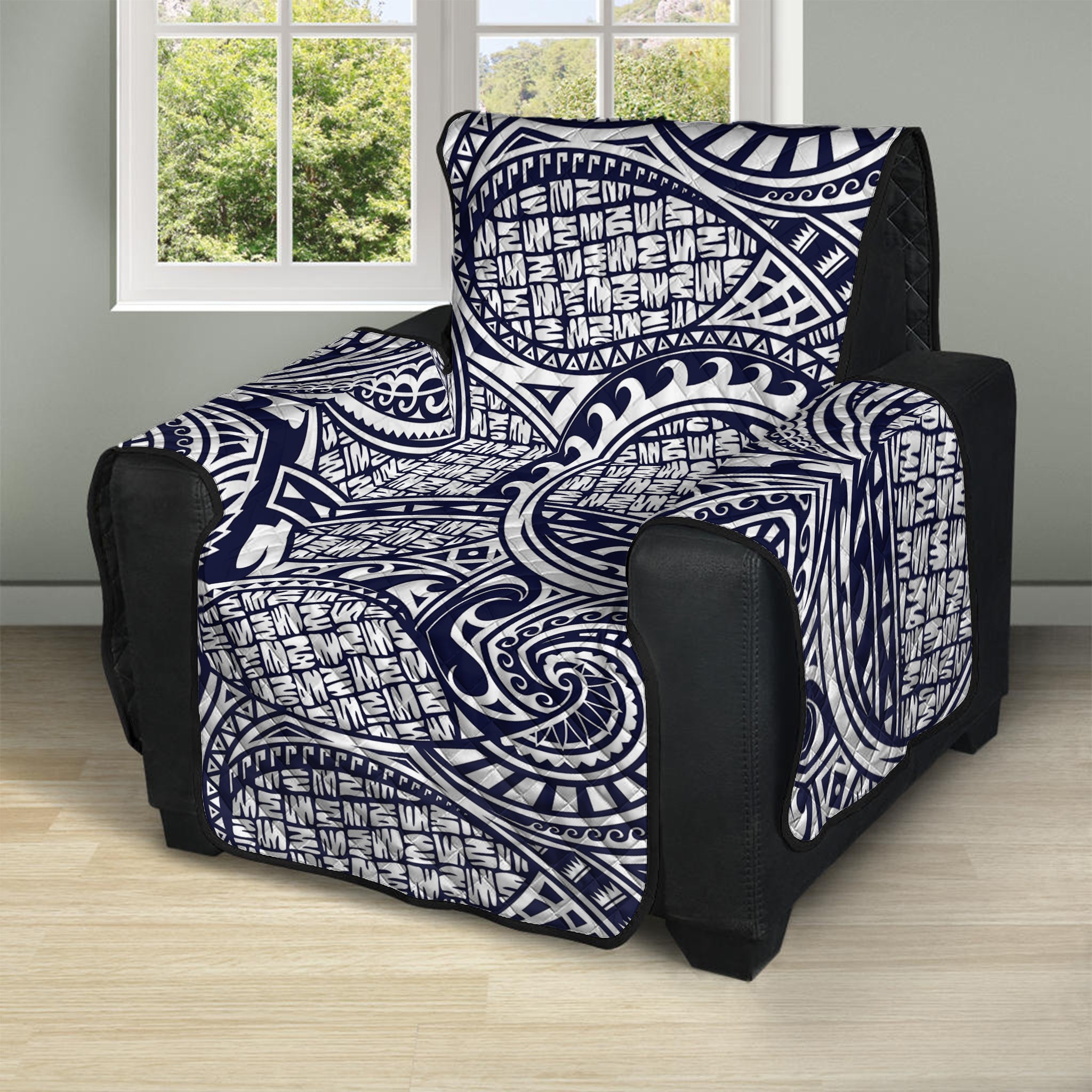 Blue Maori Polynesian Tribal Print Recliner Protector