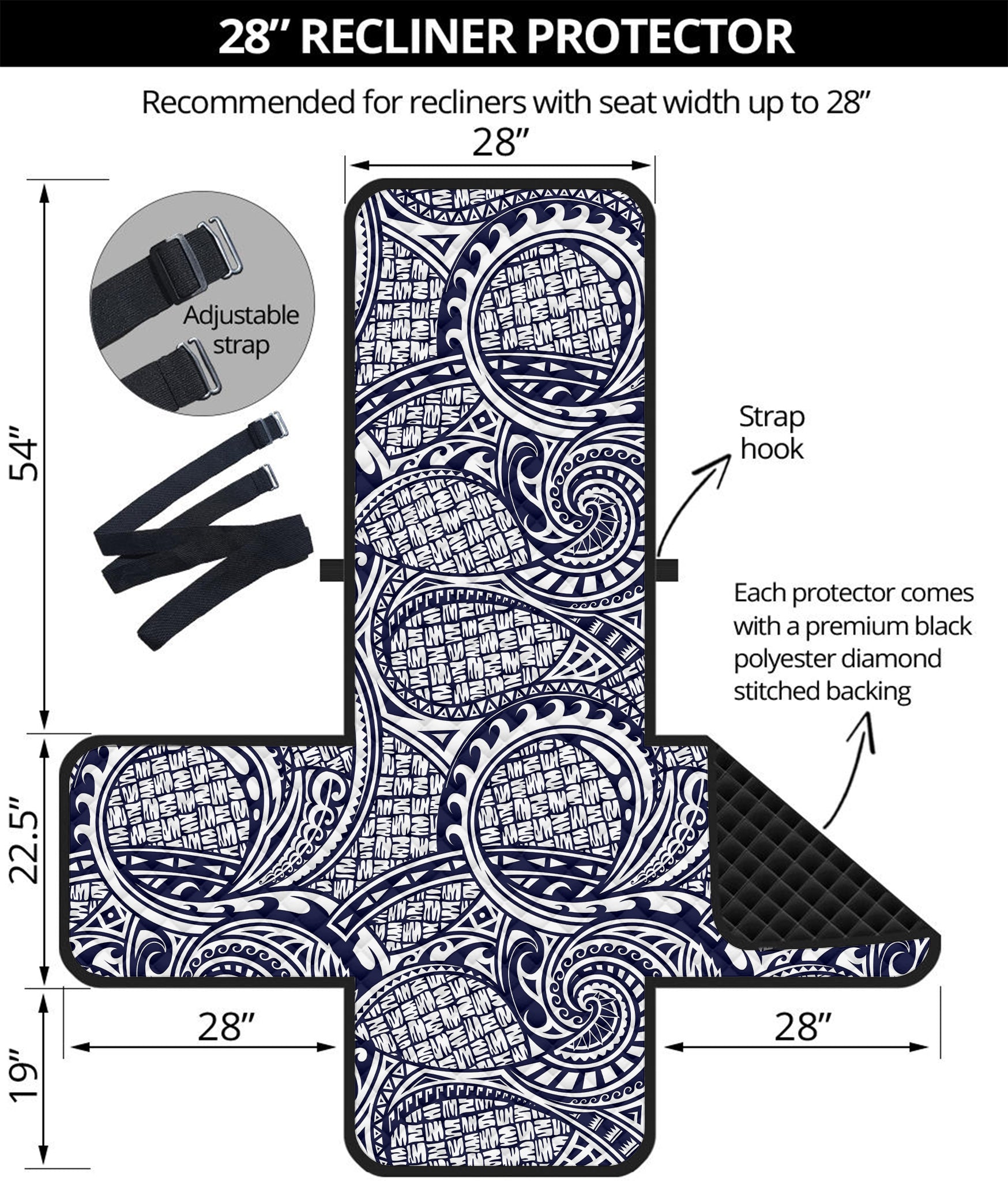 Blue Maori Polynesian Tribal Print Recliner Protector