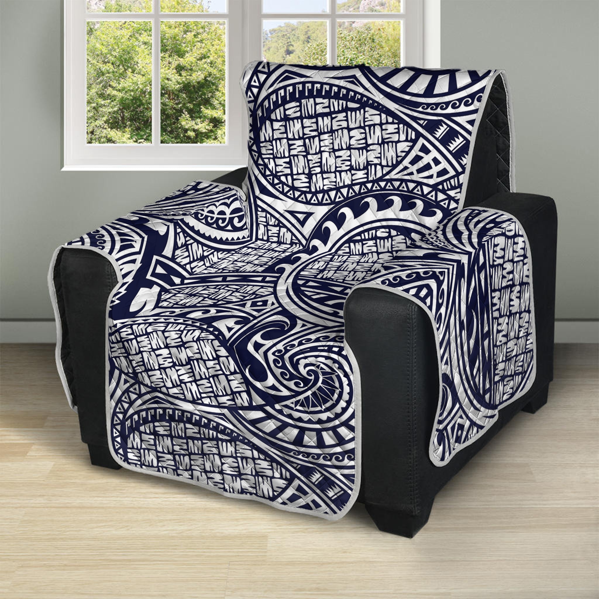 Blue Maori Polynesian Tribal Print Recliner Protector