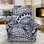 Blue Maori Polynesian Tribal Print Recliner Slipcover